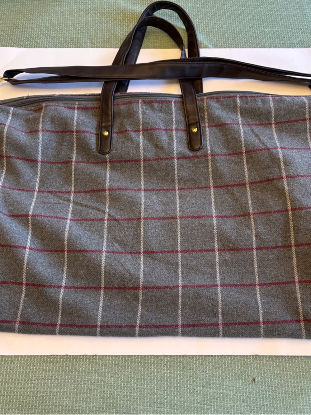 Gray Plaid Flannel Travel Tote Bag